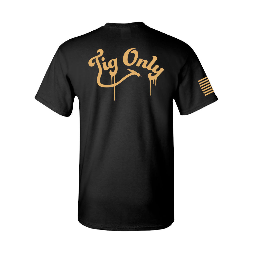 gold "Tig Only" T-shirt